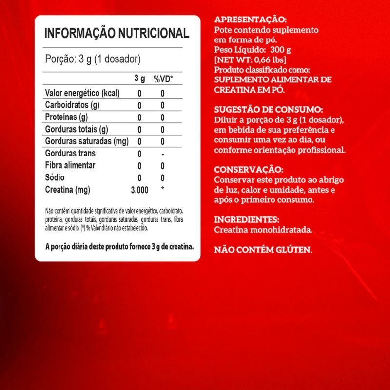 Creatina 100% Pura 300g Hardcore - Imagem 2